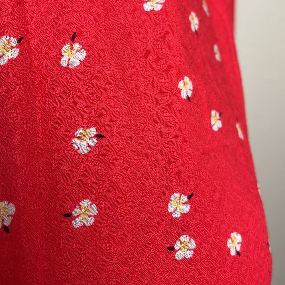 Lulus Women’s Pretty Flowers Red Floral Print Ruffled Mini Dress Size M - Picture 7 of 10